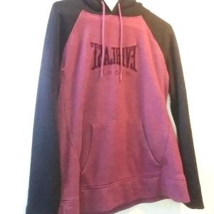Everlast sports hoodie small hole and stain teen large black and maroon purple